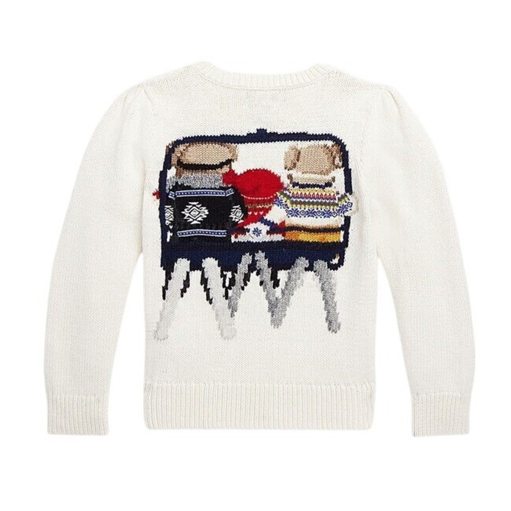 NWT Polo Ralph Lauren Girls Polo Bear Ski Lift Knit Sweater Cream 6X - Picture 4 of 14